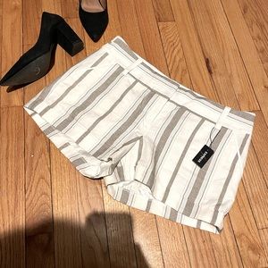 ♻️NWT Express Midi Linen Striped lines casual Dress dressy Mid Rise neutral